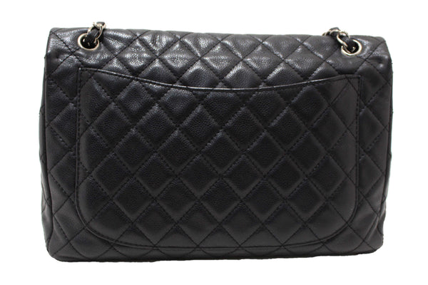 Chanel Black Quilted Washed Caviar Leather Classic Maxi Single Flap Shoulder Bag