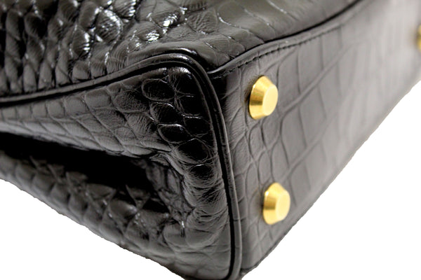 Paris Station Shop NEW Balenciaga Black Crocodile Embossed Leather Min | Italystation.com - Shop Now at italystation.com