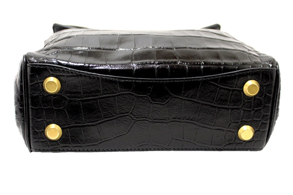 Paris Station Shop NEW Balenciaga Black Crocodile Embossed Leather Min | Italystation.com - Shop Now at italystation.com