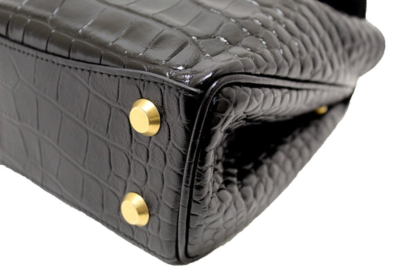 Paris Station Shop NEW Balenciaga Black Crocodile Embossed Leather Min | Italystation.com - Shop Now at italystation.com