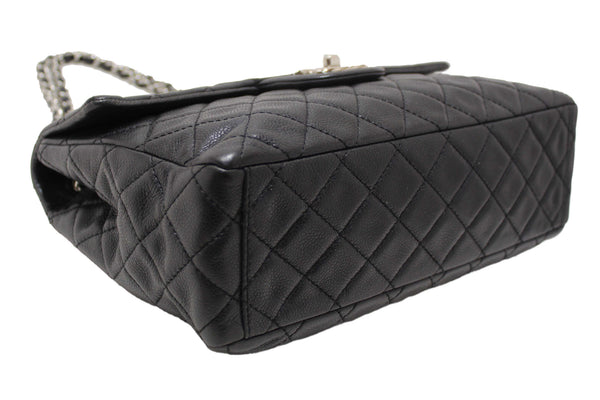 Chanel Black Quilted Washed Caviar Leather Classic Maxi Single Flap Shoulder Bag