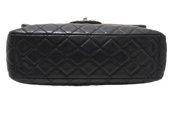 Chanel Black Quilted Washed Caviar Leather Classic Maxi Single Flap Shoulder Bag