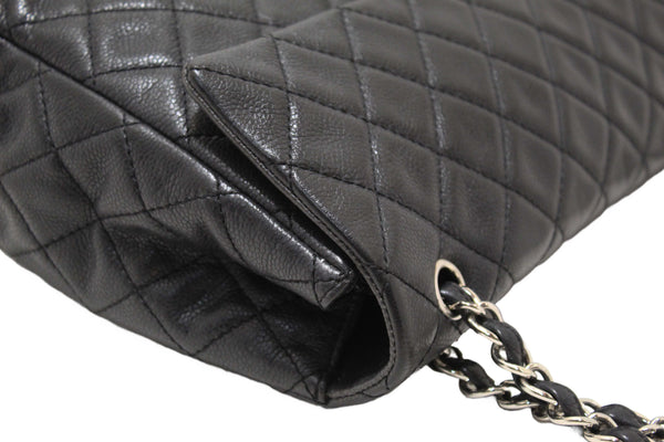 Chanel Black Quilted Washed Caviar Leather Classic Maxi Single Flap Shoulder Bag