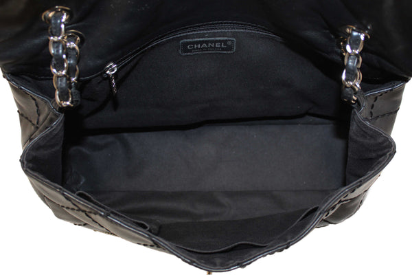 Chanel Black Quilted Calfskin Leather Expandable Ligne Flap Bag