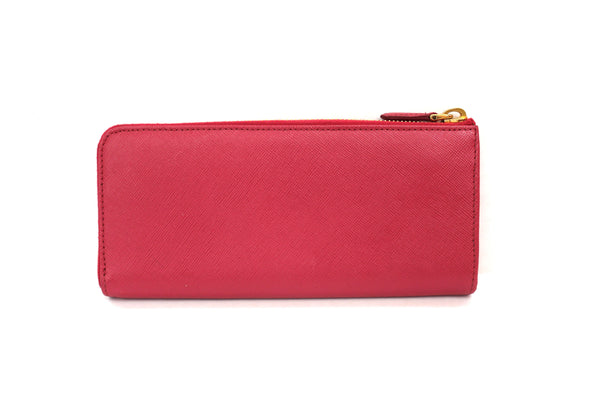 Authentic Prada Pink Saffiano Leather Zipper Wallet