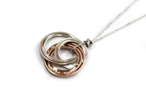 Tiffany & Co. 1837 Interlocking Circles Rubedo & Silver Pendant Necklace