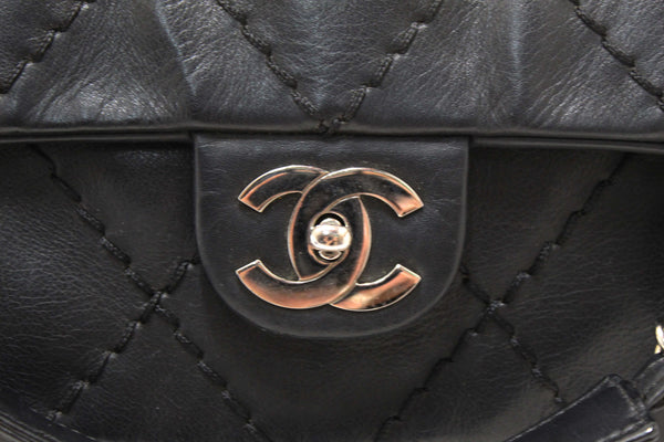 Chanel Black Quilted Calfskin Leather Expandable Ligne Flap Bag