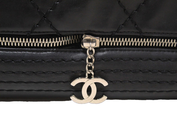 Chanel Black Quilted Calfskin Leather Expandable Ligne Flap Bag