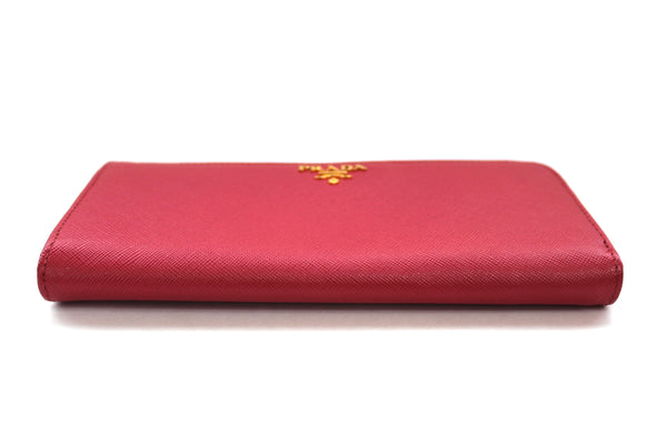 Prada Pink Saffiano Leather Zipper Wallet