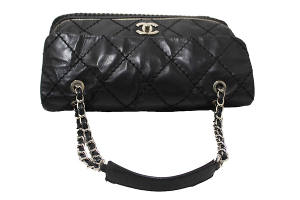 Chanel Black Quilted Calfskin Leather Expandable Ligne Flap Bag