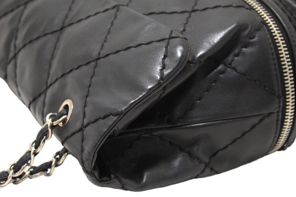 Chanel Black Quilted Calfskin Leather Expandable Ligne Flap Bag