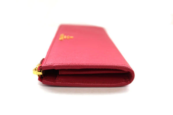 Authentic Prada Pink Saffiano Leather Zipper Wallet