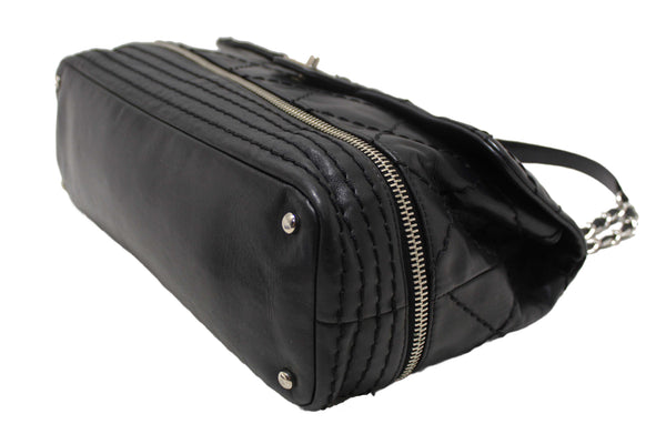 Chanel Black Quilted Calfskin Leather Expandable Ligne Flap Bag