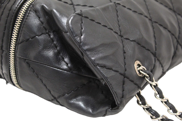 Chanel Black Quilted Calfskin Leather Expandable Ligne Flap Bag
