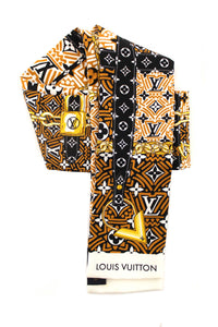 Louis Vuitton Silk Caramel Monogram Crafty Confidential Twilly Bandeau Scarf