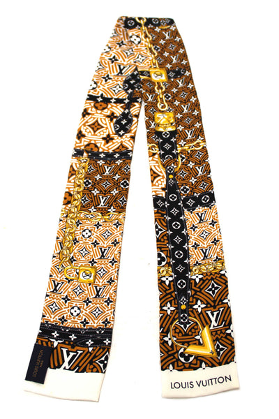 Louis Vuitton Silk Caramel Monogram Crafty Confidential Twilly Bandeau Scarf