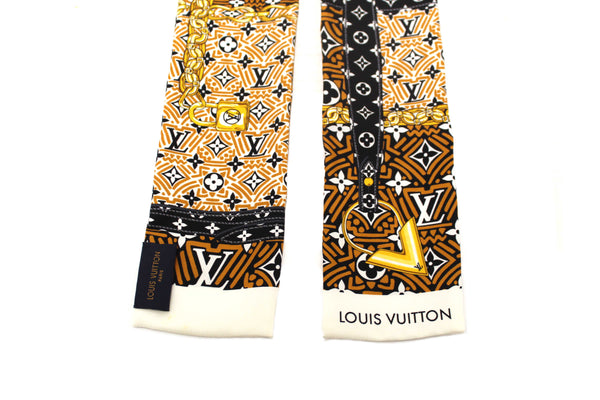 Louis Vuitton Silk Caramel Monogram Crafty Confidential Twilly Bandeau Scarf