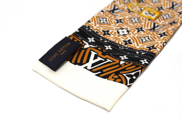 Louis Vuitton Silk Caramel Monogram Crafty Confidential Twilly Bandeau Scarf