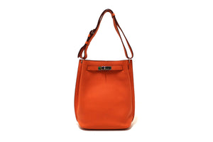 Hermes Orange Togo Leather Palladium Plated So Kelly 22 Bag