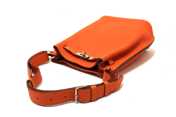 Hermes Orange Togo Leather Palladium Plated So Kelly 22 Bag