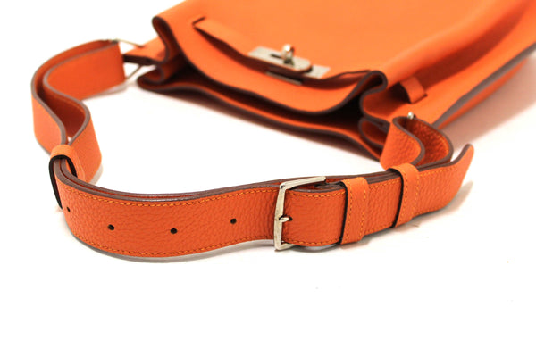 Hermes Orange Togo Leather Palladium Plated So Kelly 22 Bag