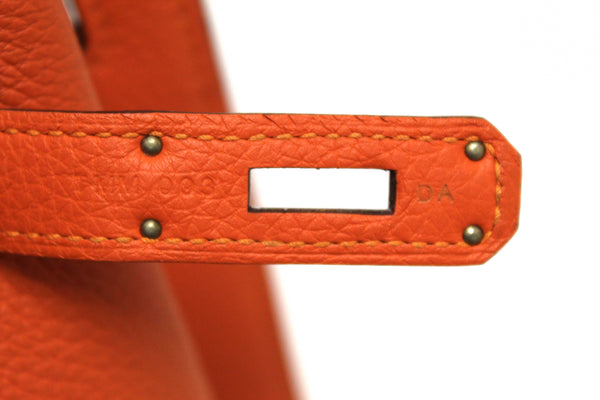 Hermes Orange Togo Leather Palladium Plated So Kelly 22 Bag