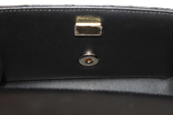 Chanel Black Quilted Lambskin Leather Classic Mini Rectangular Crystal Top Handle Flap Bag