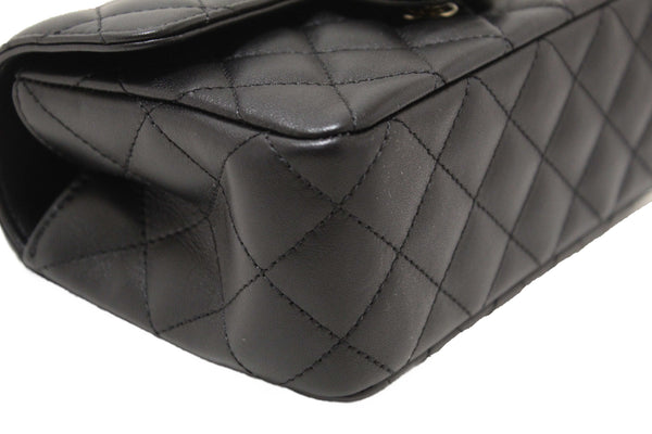Chanel Black Quilted Lambskin Leather Classic Mini Rectangular Crystal Top Handle Flap Bag