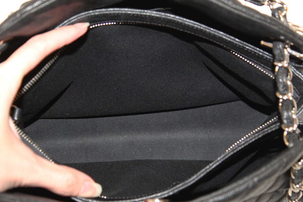Chanel Black Quilted Caviar Leather Large Just Mademoiselle Bowling Bag