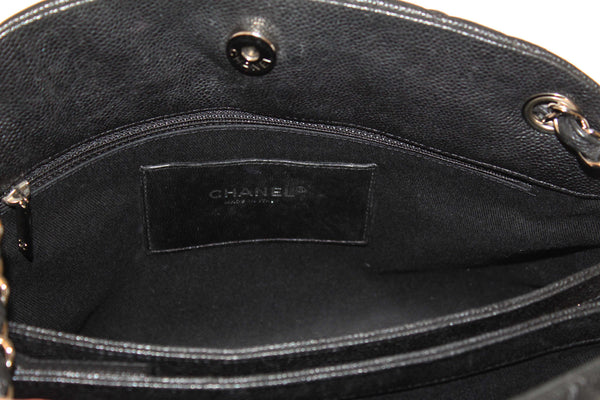 Chanel Black Quilted Caviar Leather Large Just Mademoiselle Bowling Bag