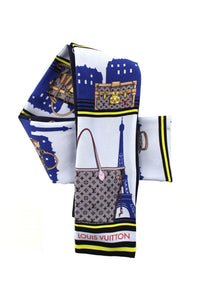 Louis Vuitton Blue Silk Monogram Skyline Bandeau Sc | Italystation.com - Now at italystation.com