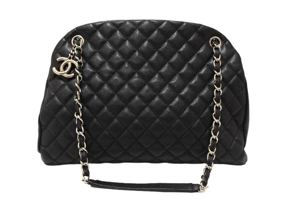Chanel Black Quilted Caviar Leather Large Just Mademoiselle Bowling Bag