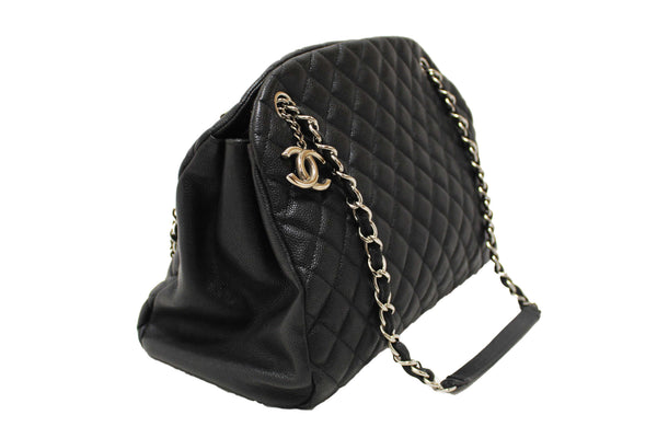 Chanel Black Quilted Caviar Leather Large Just Mademoiselle Bowling Bag