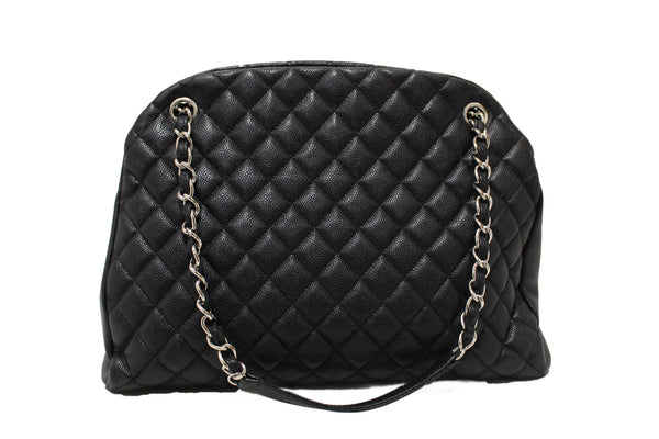 Chanel Black Quilted Caviar Leather Large Just Mademoiselle Bowling Bag