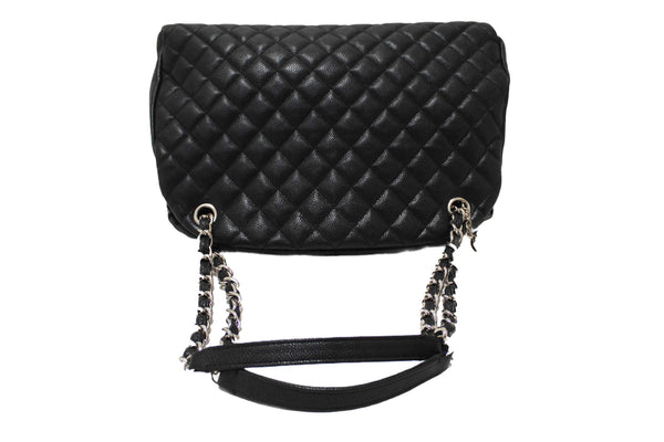 Chanel Black Quilted Caviar Leather Large Just Mademoiselle Bowling Bag