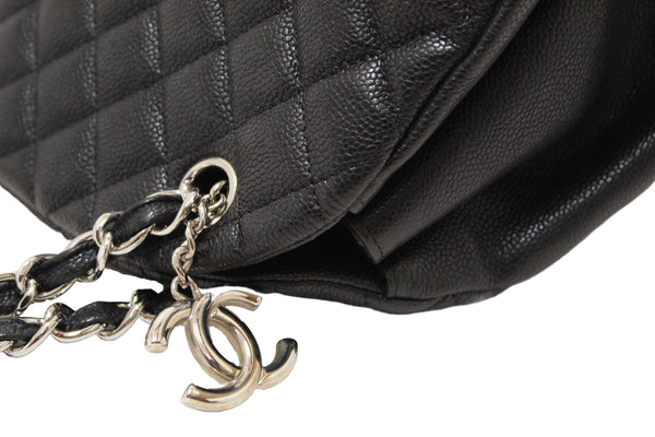 Chanel Black Quilted Caviar Leather Large Just Mademoiselle Bowling Bag