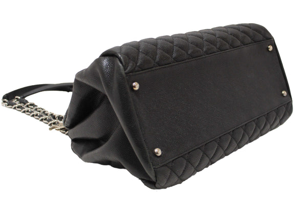 Chanel Black Quilted Caviar Leather Large Just Mademoiselle Bowling Bag