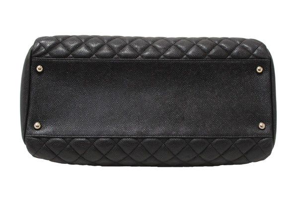 Chanel Black Quilted Caviar Leather Large Just Mademoiselle Bowling Bag