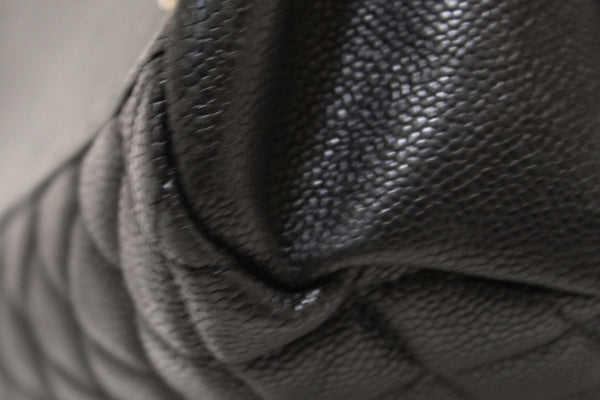 Chanel Black Quilted Caviar Leather Large Just Mademoiselle Bowling Bag