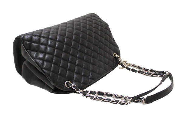 Chanel Black Quilted Caviar Leather Large Just Mademoiselle Bowling Bag