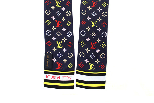 Louis Vuitton Blue Silk Monogram Skyline Bandeau Scarf