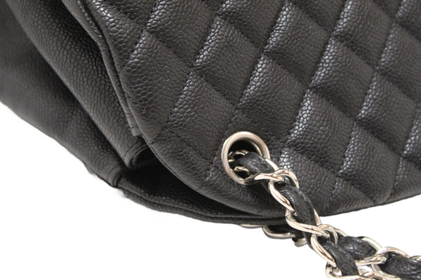 Chanel Black Quilted Caviar Leather Large Just Mademoiselle Bowling Bag