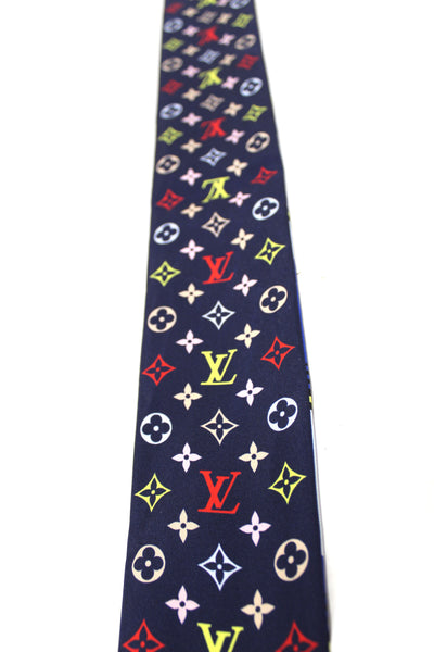 Louis Vuitton Blue Silk Monogram Skyline Bandeau Scarf