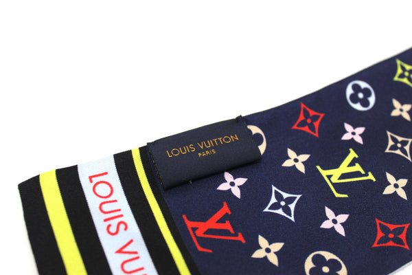 Louis Vuitton Blue Silk Monogram Skyline Bandeau Scarf