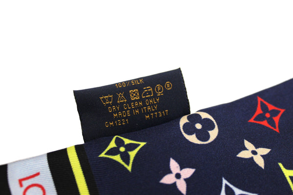 Louis Vuitton Blue Silk Monogram Skyline Bandeau Scarf