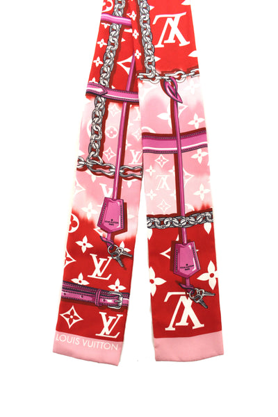 Louis Vuitton Red Silk Monogram Giant Confidential Bandeau Scarf