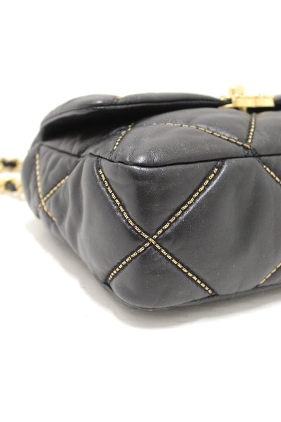 Limited Edition Chanel 19 Small Black Quilted Lambskin Leather Shoulder Crossbody Bag