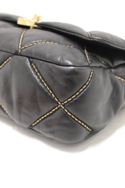 Limited Edition Chanel 19 Small Black Quilted Lambskin Leather Shoulder Crossbody Bag