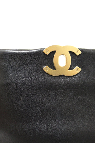Limited Edition Chanel 19 Small Black Quilted Lambskin Leather Shoulder Crossbody Bag