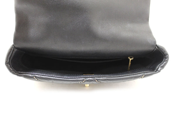 Limited Edition Chanel 19 Small Black Quilted Lambskin Leather Shoulder Crossbody Bag